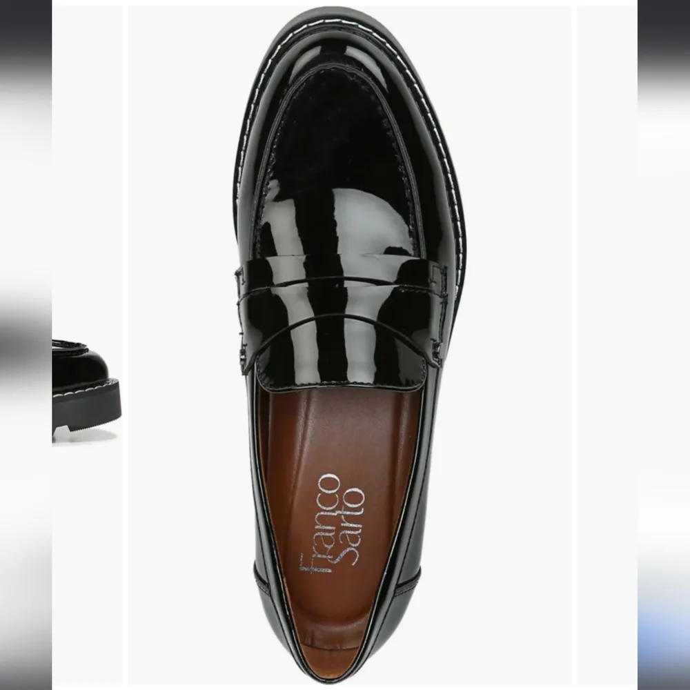 Frano Sarto | Cassandra Black Patent Leather Penny Loafers - Picture 3 of 13